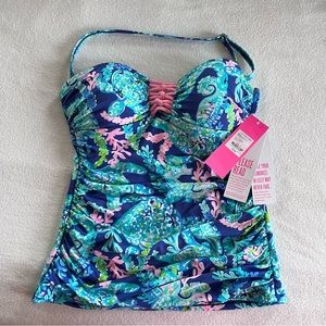 Lilly Pulitzer RARE! Brand new with tags! Swim Corsica Blue Turtle Villa size 0